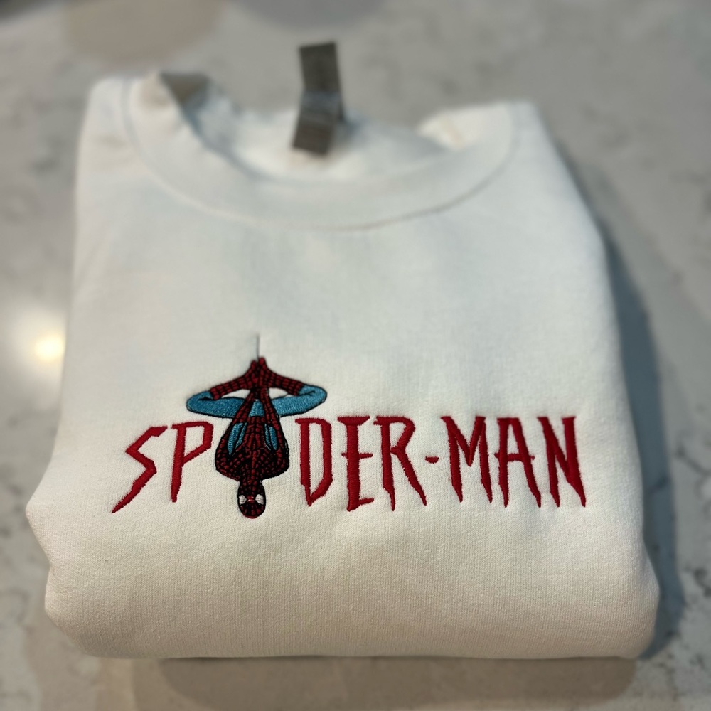 Embroidered Spiderman Graphic Crewneck